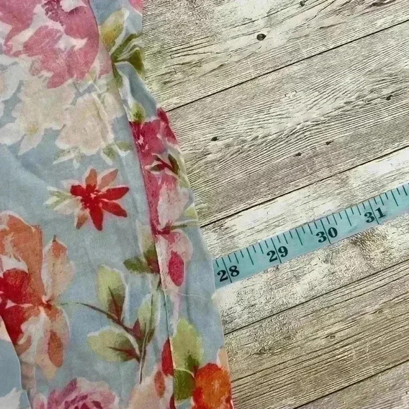 J. Jill Blouse Medium Floral Tunic Long Slit Sleeve Round Neck Rayon Lightweight - Picture 7 of 8